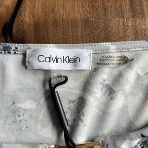 Calvin Klein Womens Top White Floral Size XL Long Sleeve Pullover blouse stretch